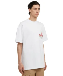 T-Shirt Girocollo In Cotone Tinta Unita Con Grafica