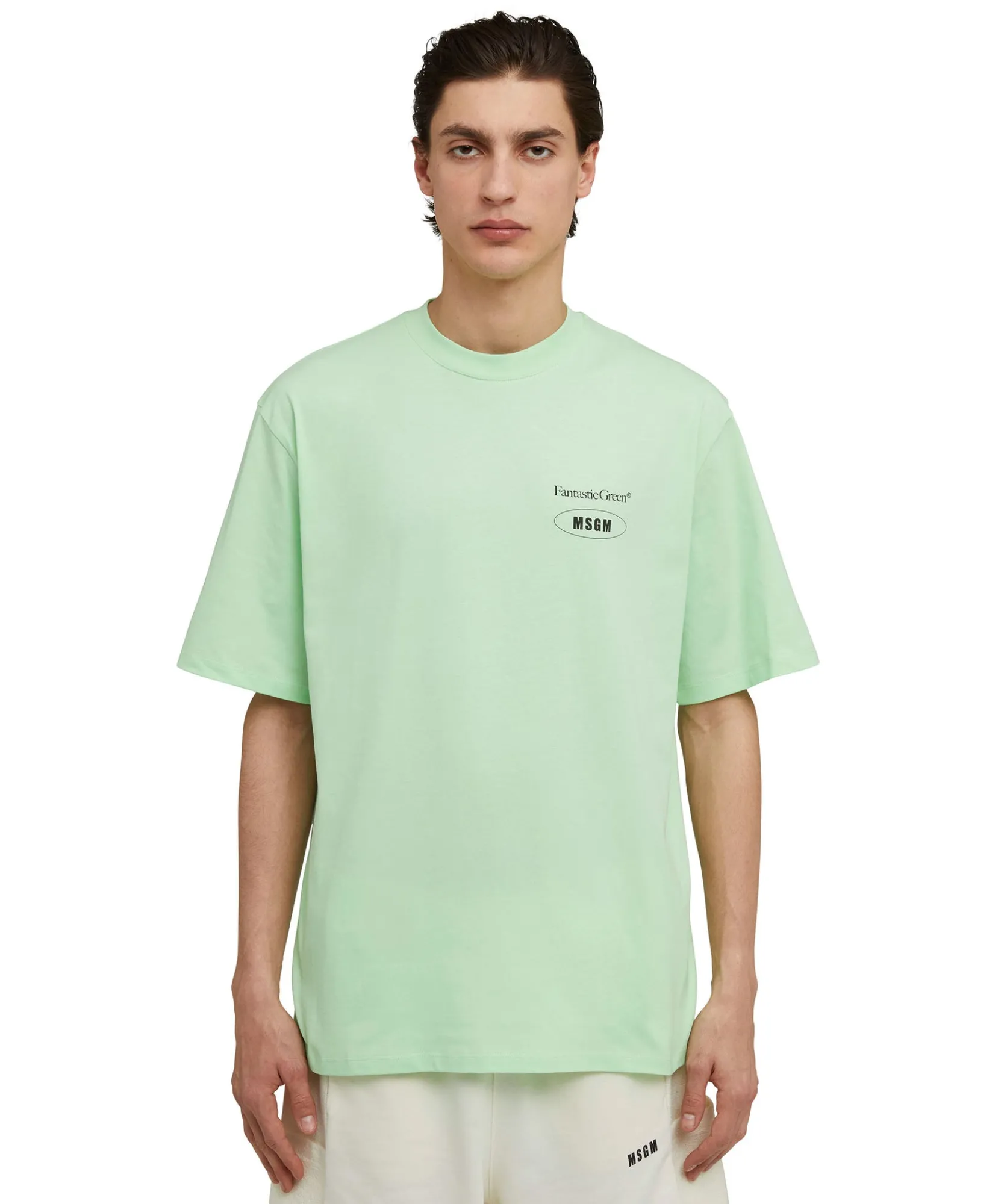 T-Shirt Girocollo In Cotone Organico Della Capsule Fantastic Green^MSGM Fashion