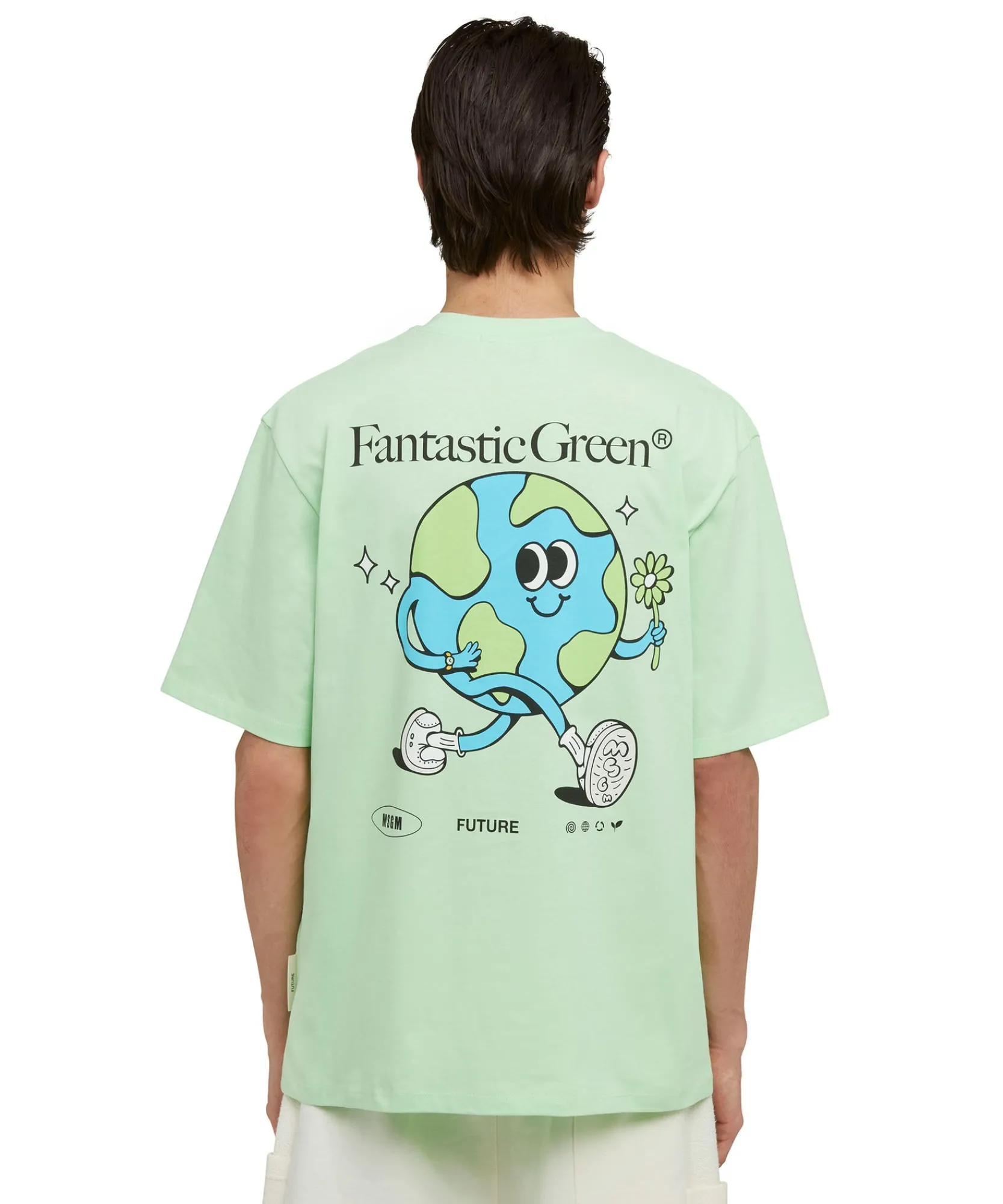 T-Shirt Girocollo In Cotone Organico Della Capsule Fantastic Green^MSGM Fashion