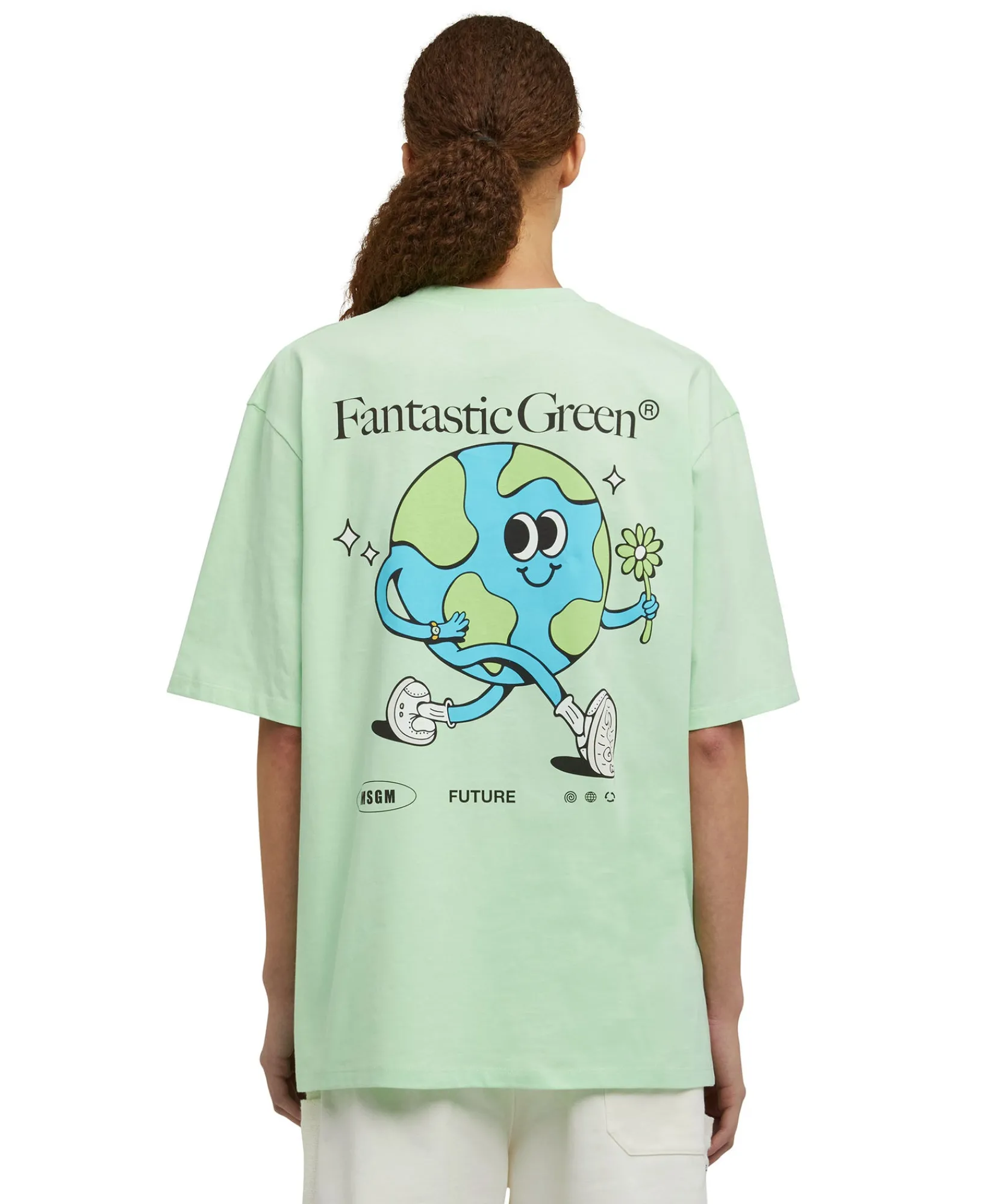 T-Shirt Girocollo In Cotone Organico Della Capsule Fantastic Green^MSGM Fashion