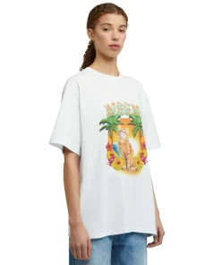 T-Shirt Girocollo In Cotone Con Grafica 