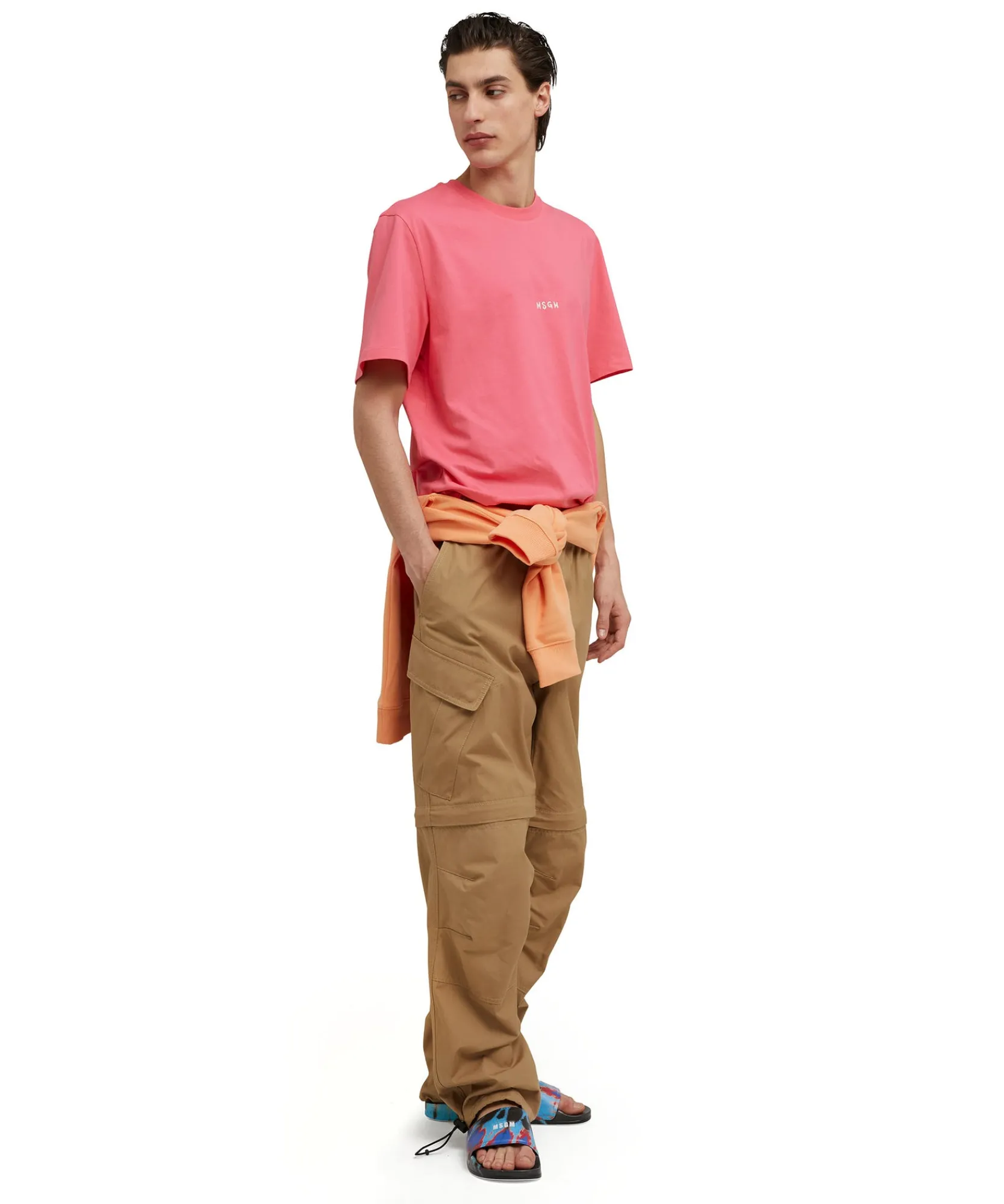 T-Shirt Girocollo In Cotone Con Micro Logo ^MSGM Best Sale