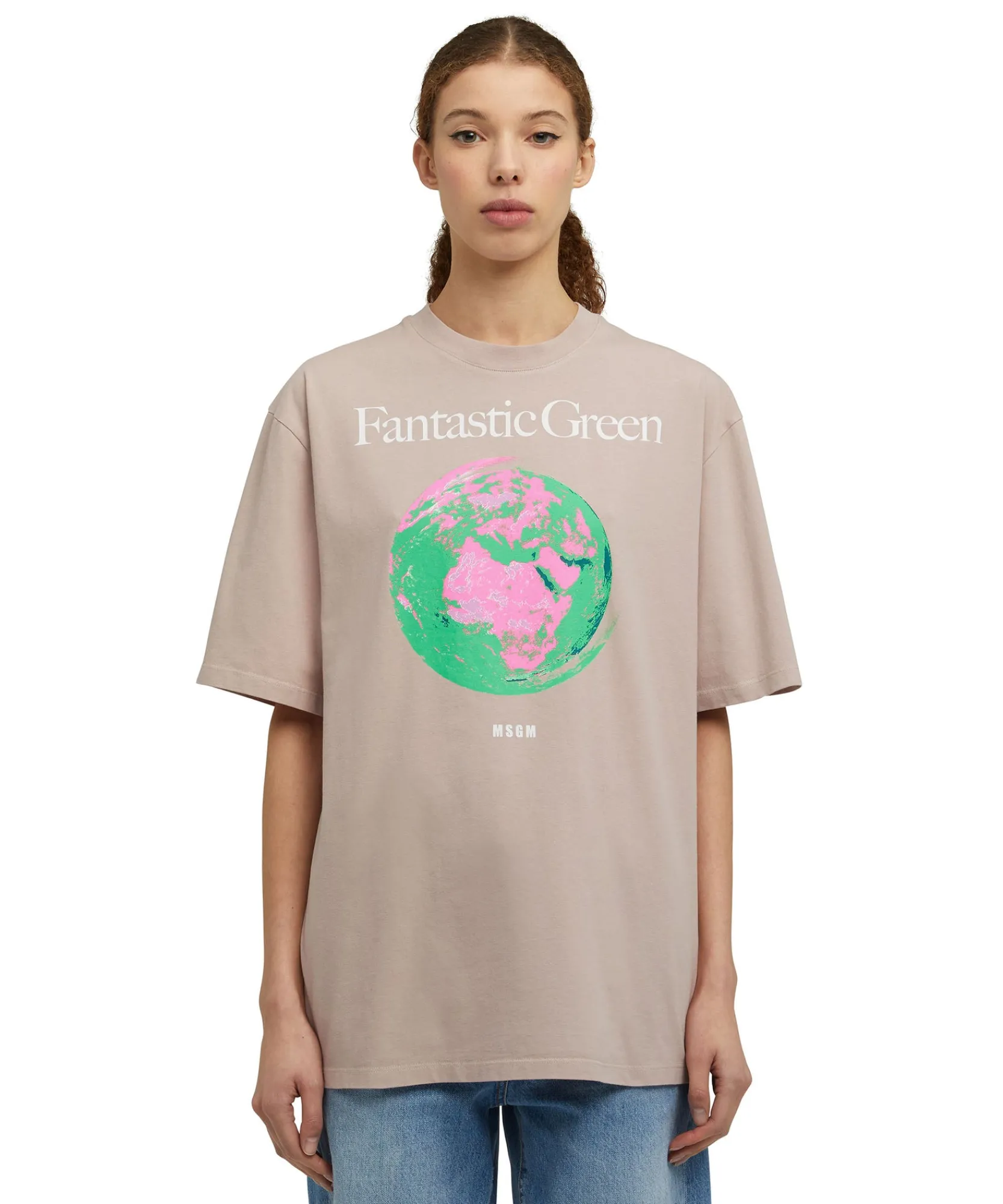 T-Shirt Girocollo In Cotone Organico Della Capsule Fantastic Green^MSGM Hot