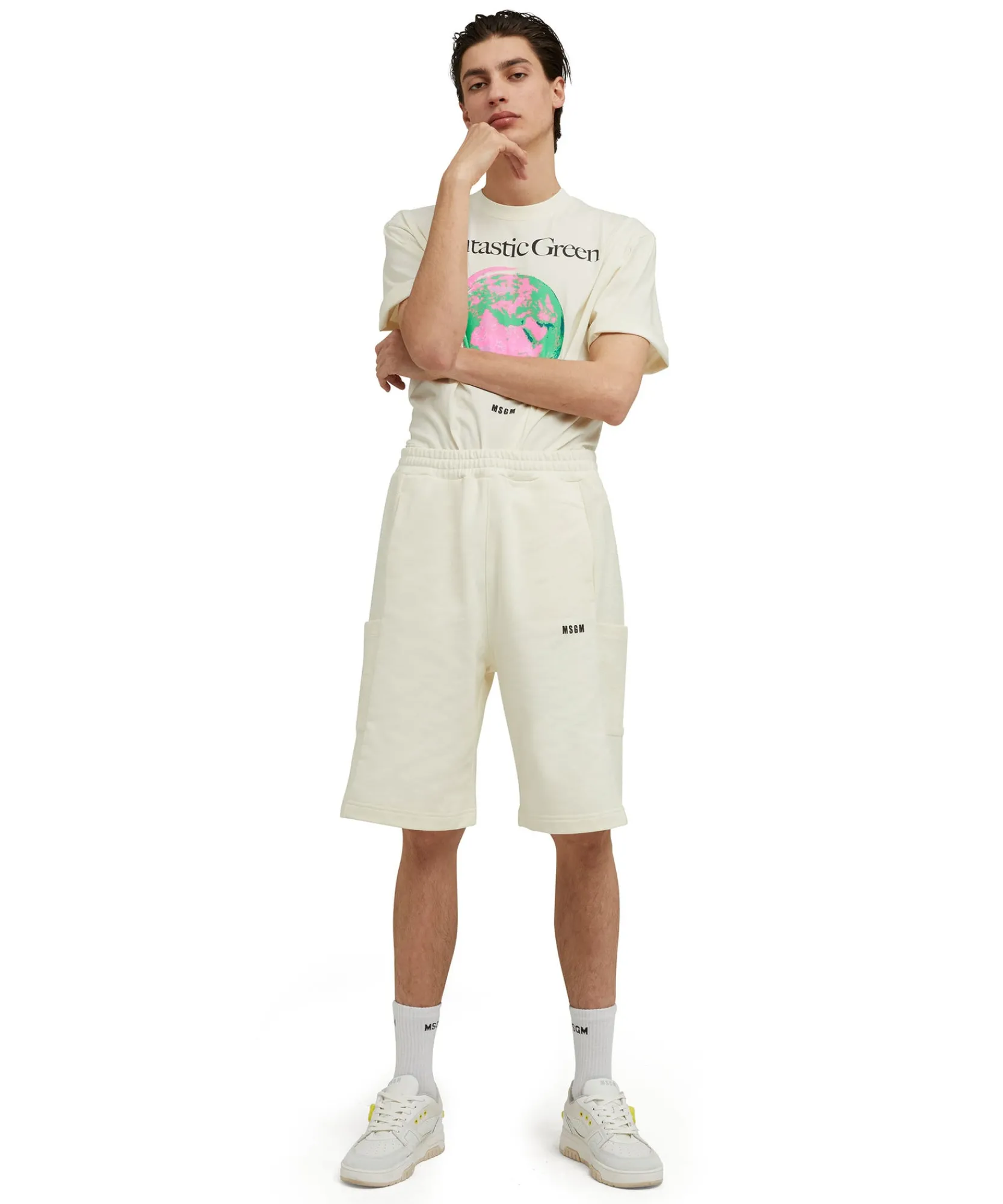 T-Shirt Girocollo In Cotone Organico Della Capsule Fantastic Green^MSGM Best