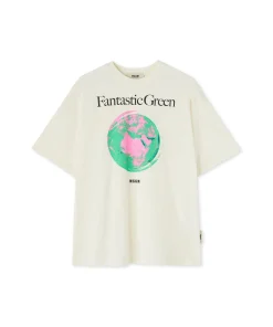T-Shirt Girocollo In Cotone Organico Della Capsule Fantastic Green^MSGM Best