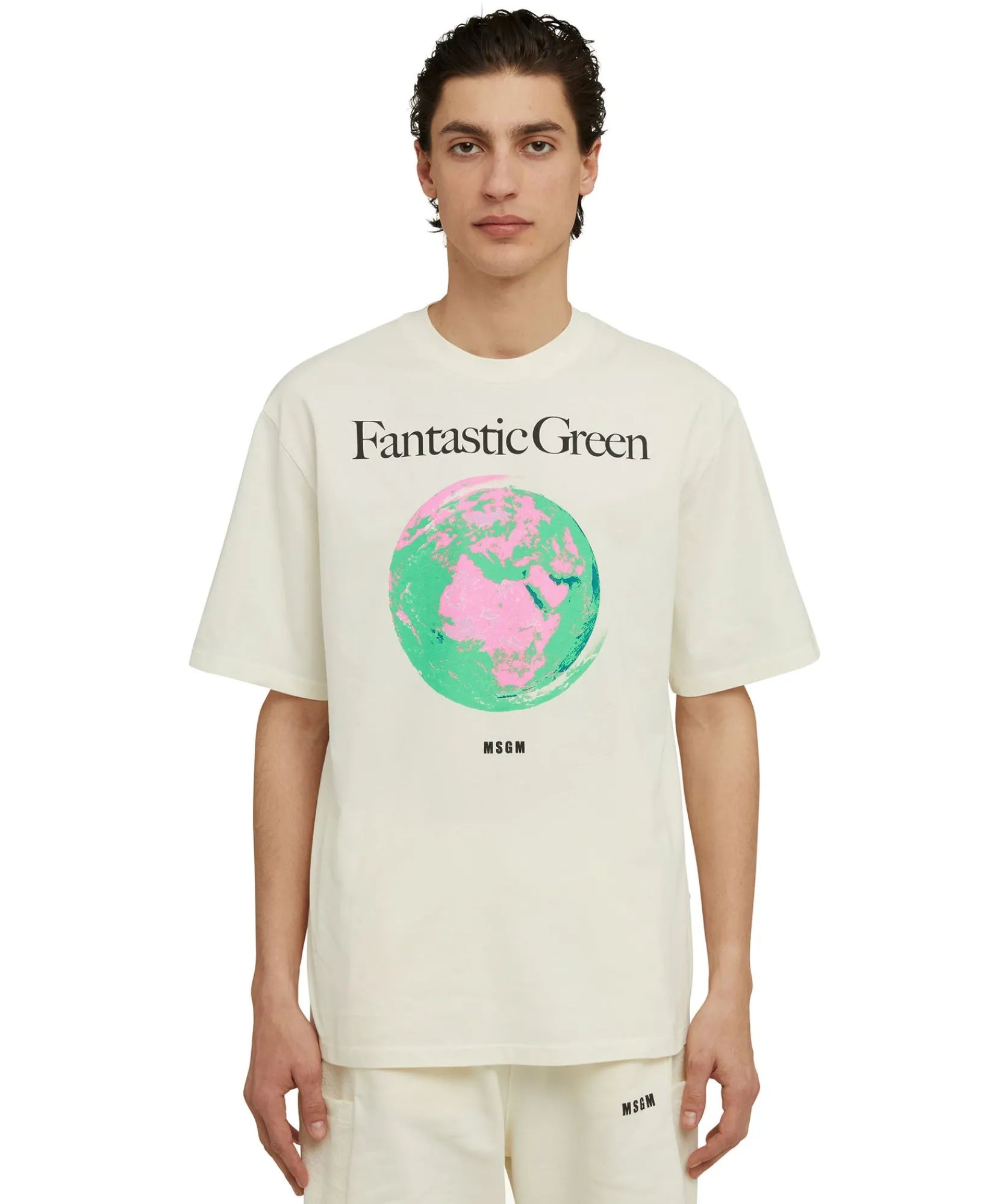T-Shirt Girocollo In Cotone Organico Della Capsule Fantastic Green^MSGM Best