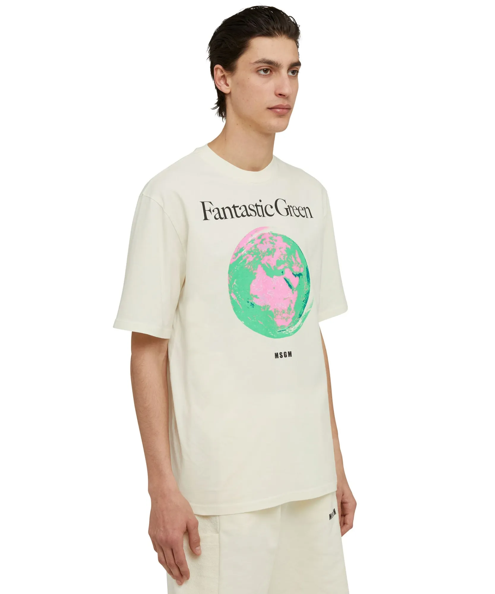 T-Shirt Girocollo In Cotone Organico Della Capsule Fantastic Green^MSGM Best