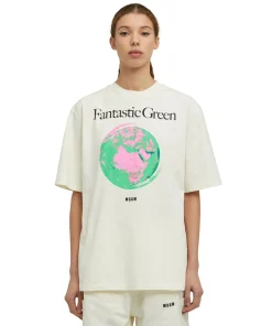 T-Shirt Girocollo In Cotone Organico Della Capsule Fantastic Green^MSGM Best