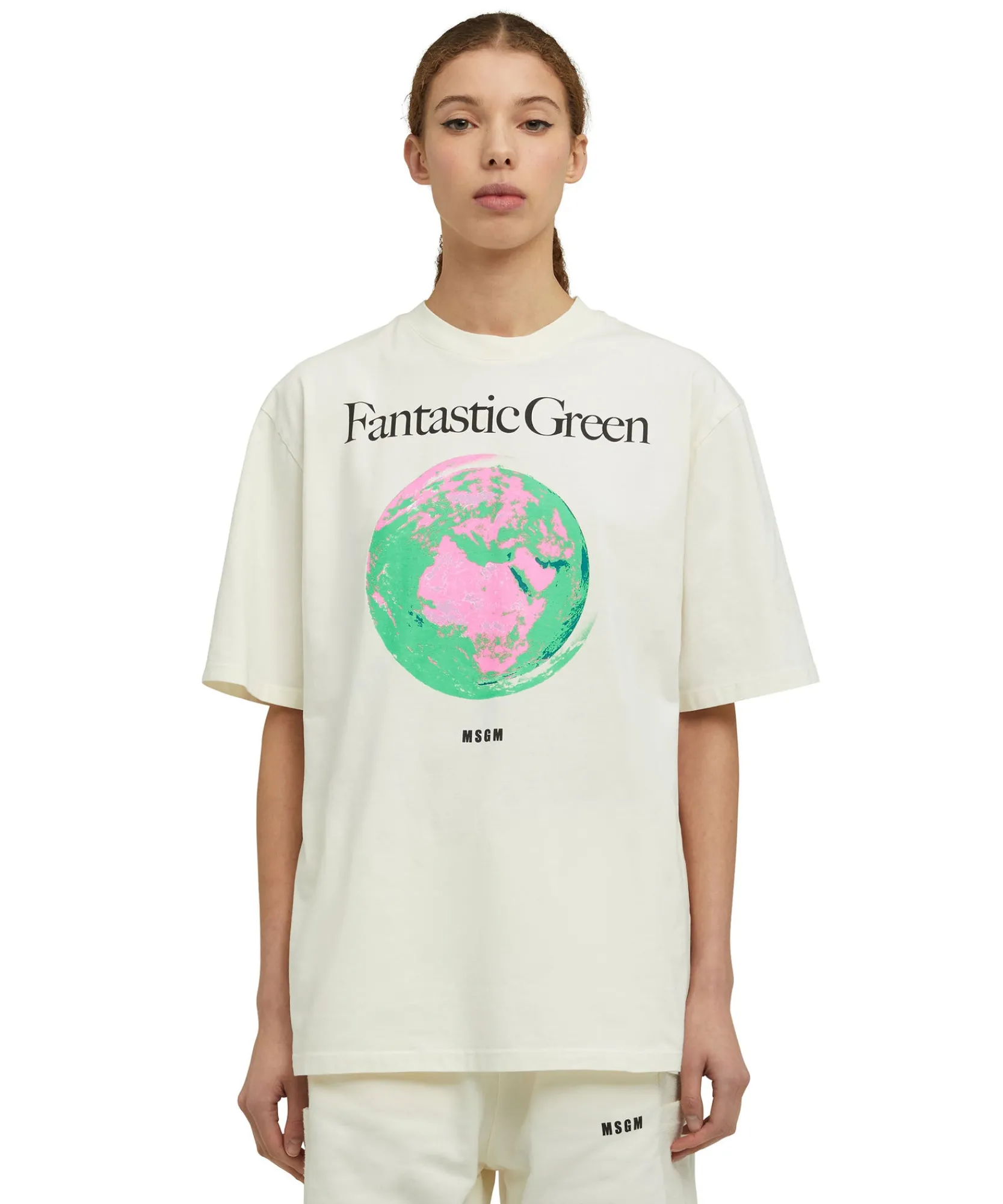 T-Shirt Girocollo In Cotone Organico Della Capsule Fantastic Green^MSGM Best