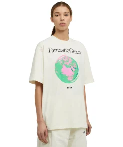T-Shirt Girocollo In Cotone Organico Della Capsule Fantastic Green^MSGM Best
