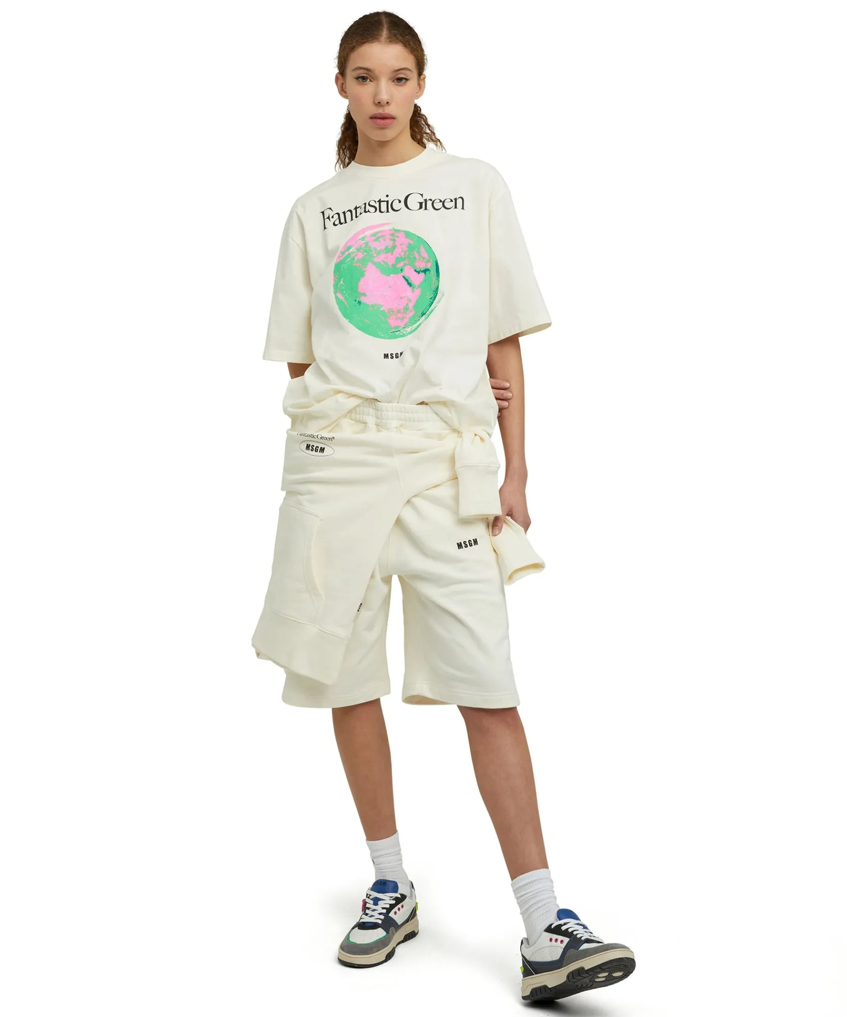 T-Shirt Girocollo In Cotone Organico Della Capsule Fantastic Green^MSGM Best