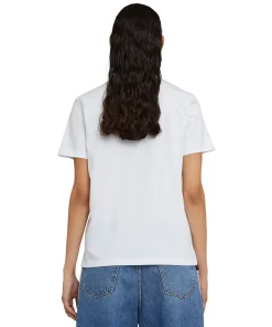T-Shirt Girocollo In Cotone Tinta Unita Con Grafica