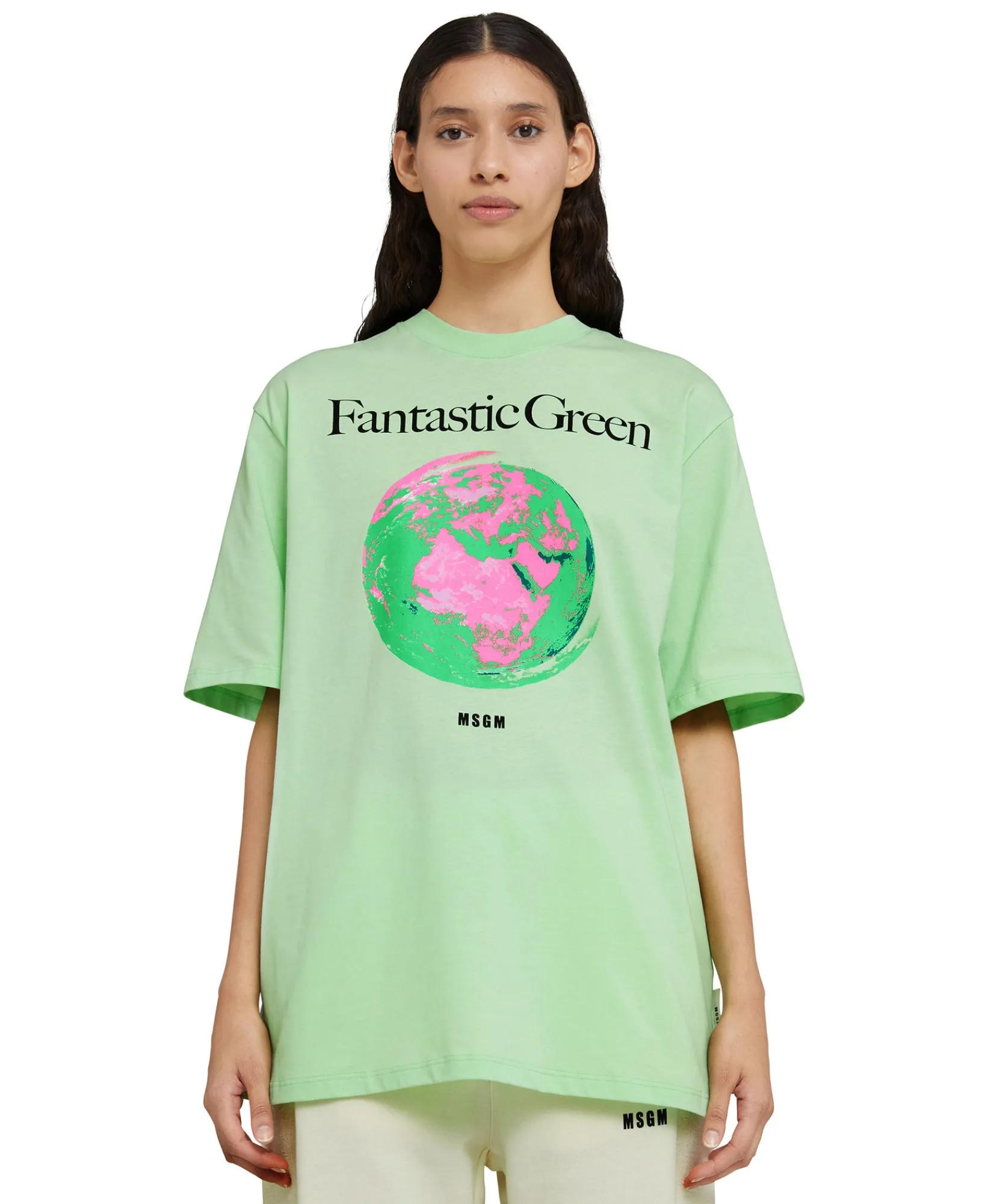 T-Shirt Girocollo In Cotone Organico Della Capsule Fantastic Green^MSGM Cheap