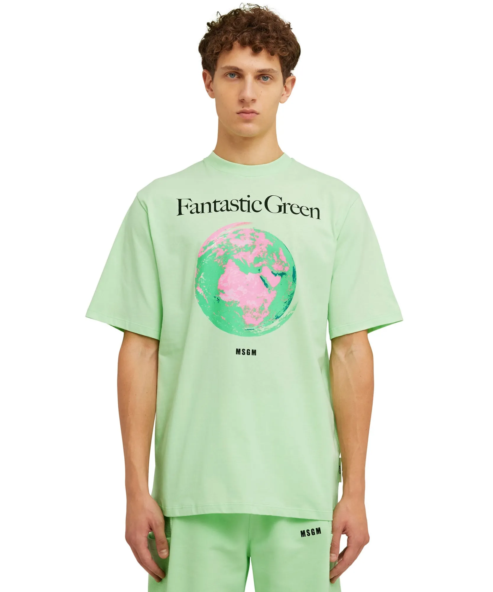 T-Shirt Girocollo In Cotone Organico Della Capsule Fantastic Green^MSGM Cheap