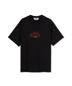 T-Shirt Girocollo In Cotone Con Logo E Grafica
