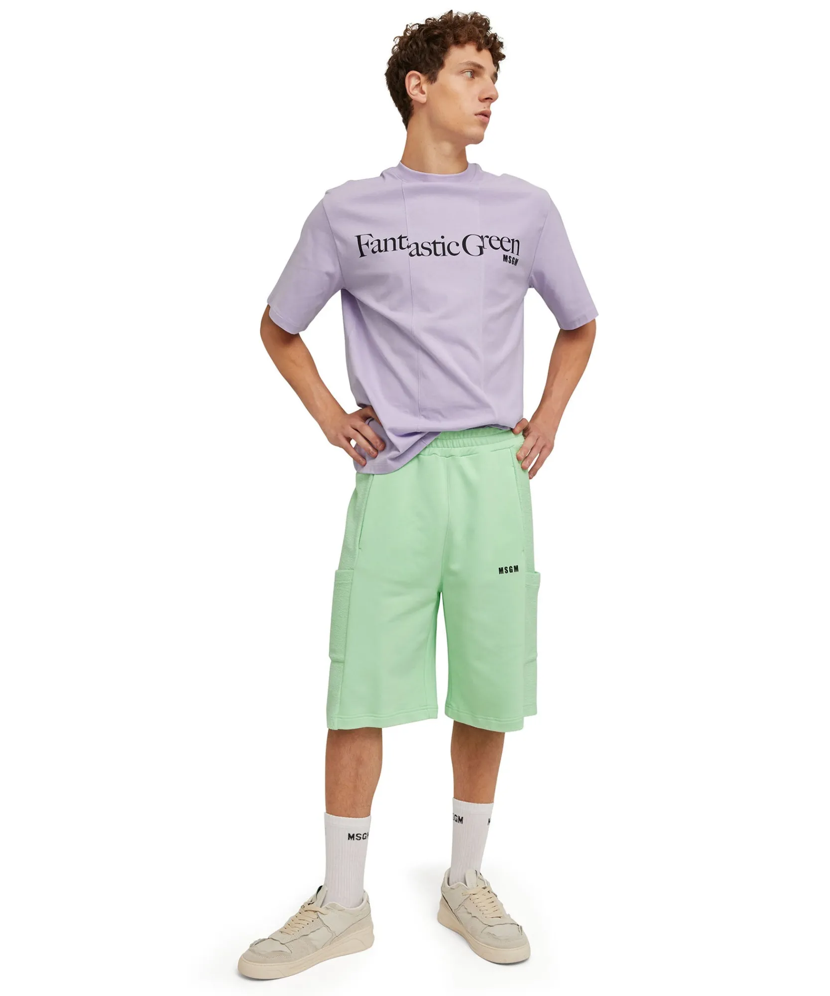 T-Shirt Girocollo In Cotone Organico Della Capsule Fantastic Green^MSGM Sale