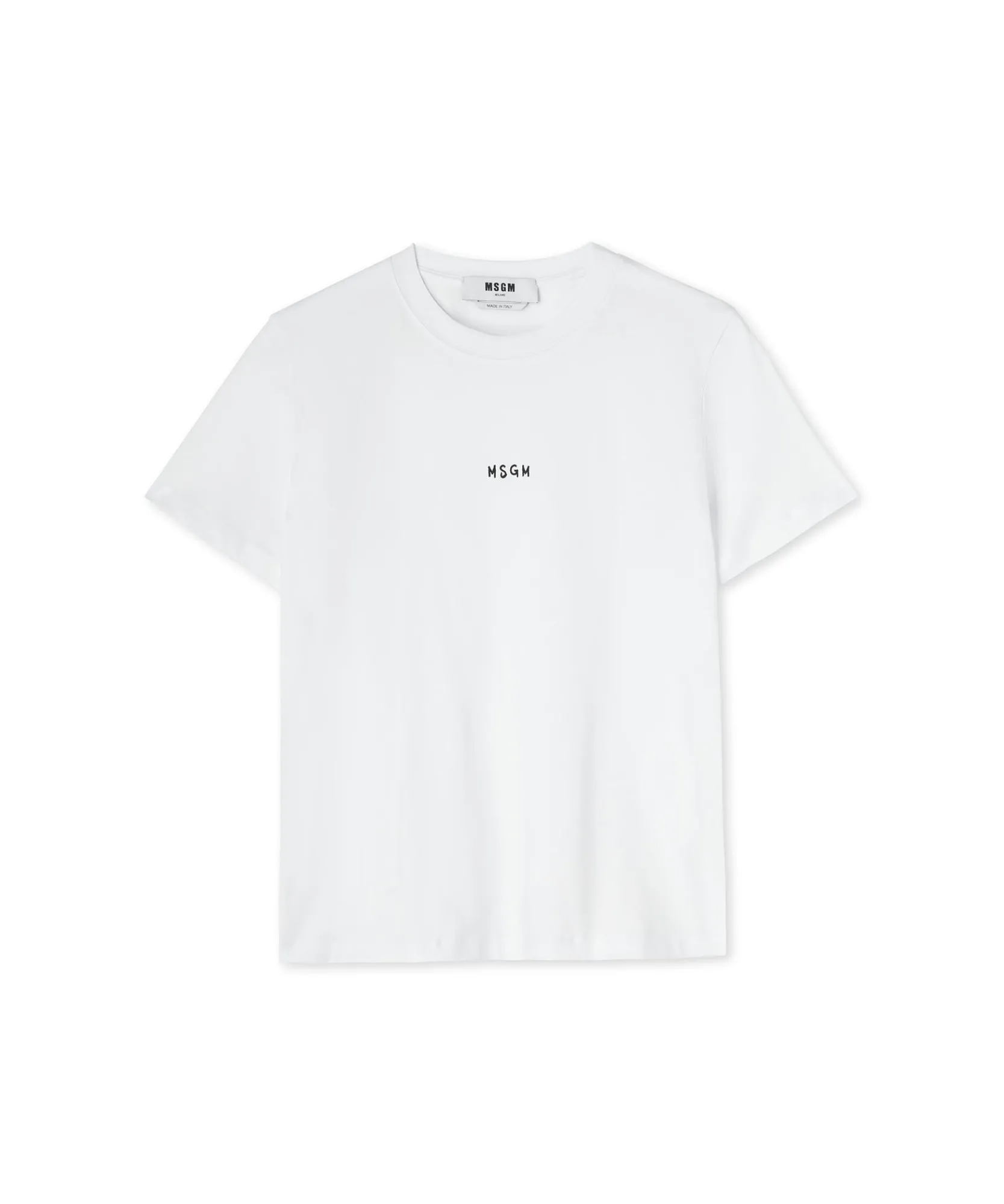 T-Shirt Girocollo In Cotone Con Micro Logo ^MSGM Shop
