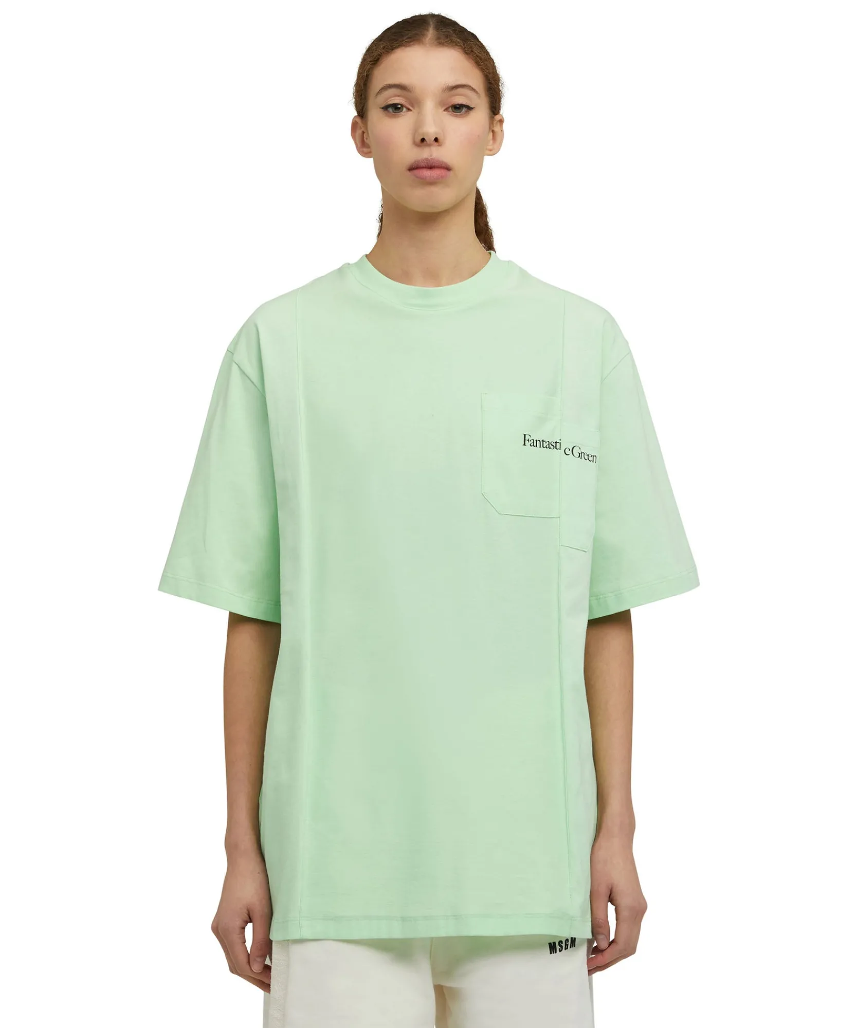 T-Shirt Girocollo In Cotone Organico Della Capsule Fantastic Green^MSGM New