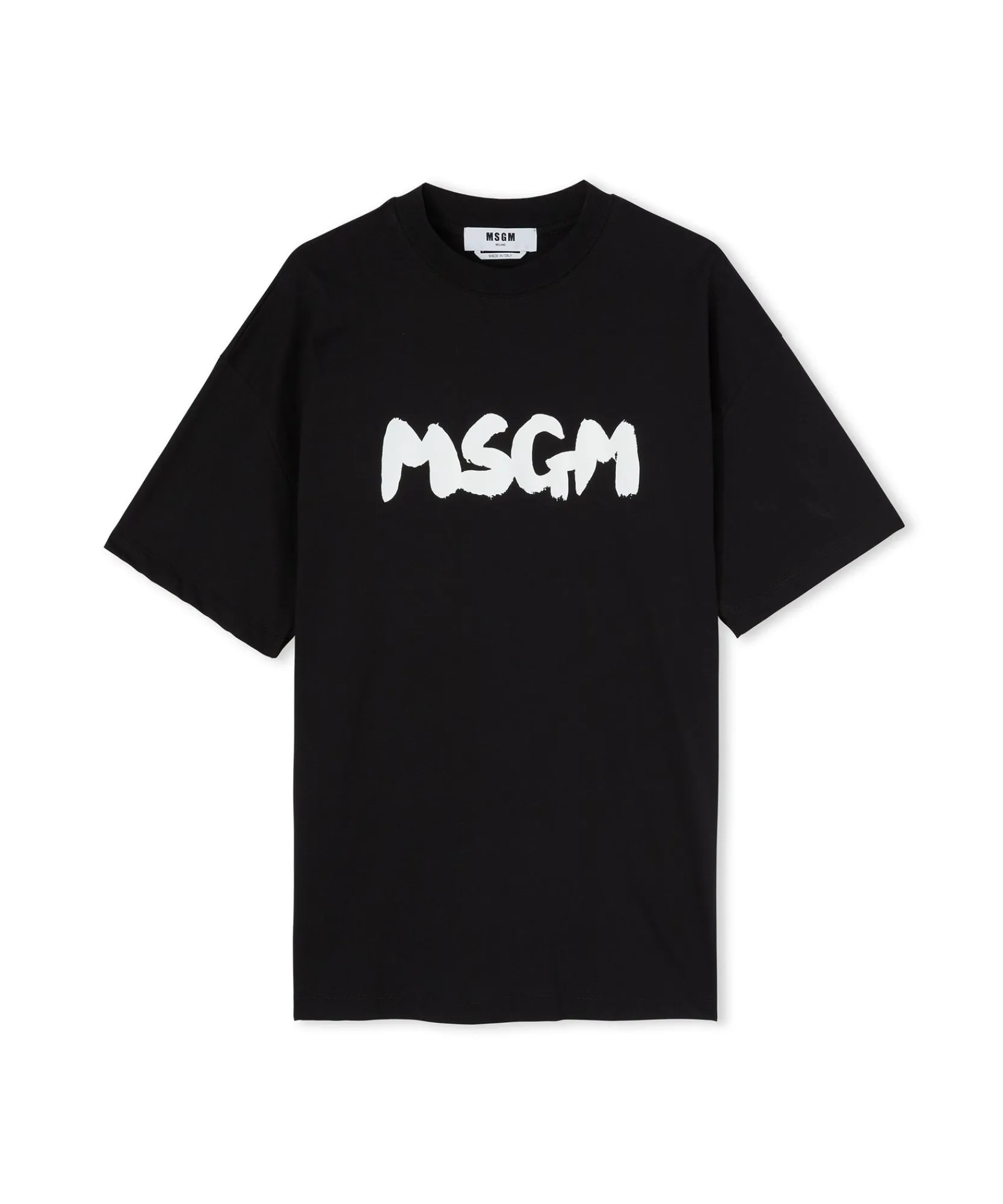 T-Shirt Girocollo In Cotone Con Nuovo Logo Pennellato^MSGM Cheap