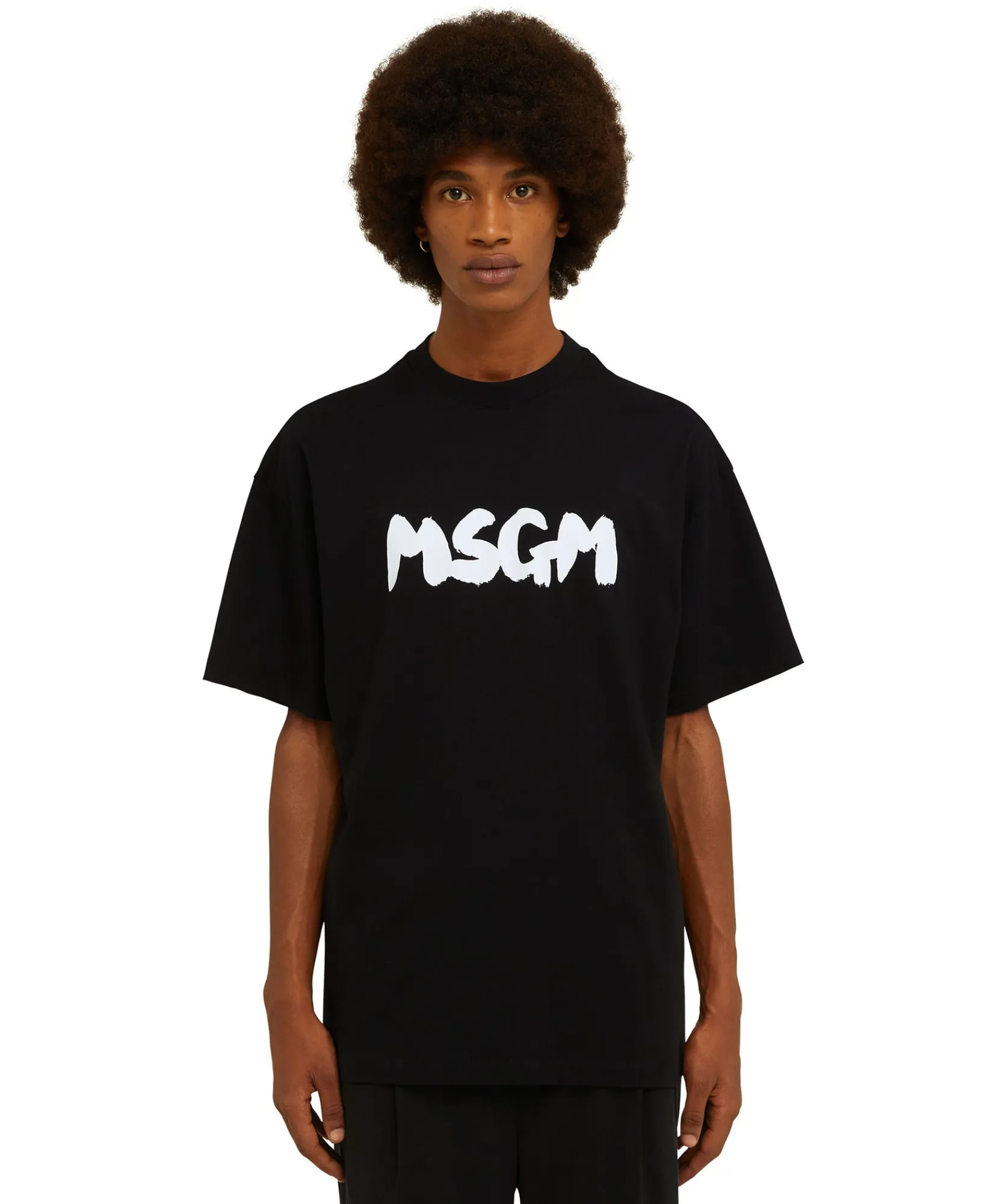 T-Shirt Girocollo In Cotone Con Nuovo Logo Pennellato^MSGM Cheap