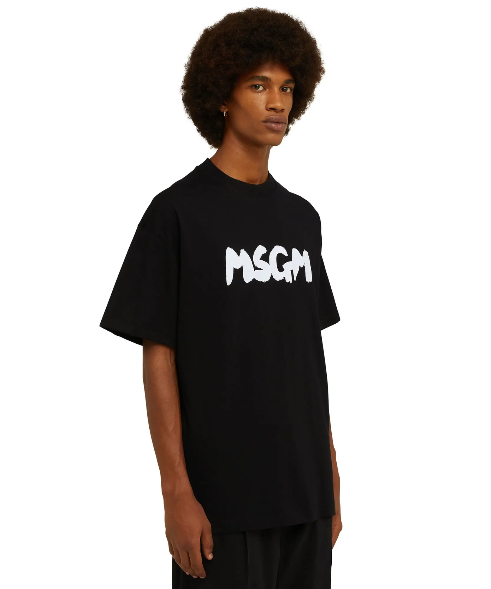 T-Shirt Girocollo In Cotone Con Nuovo Logo Pennellato^MSGM Cheap