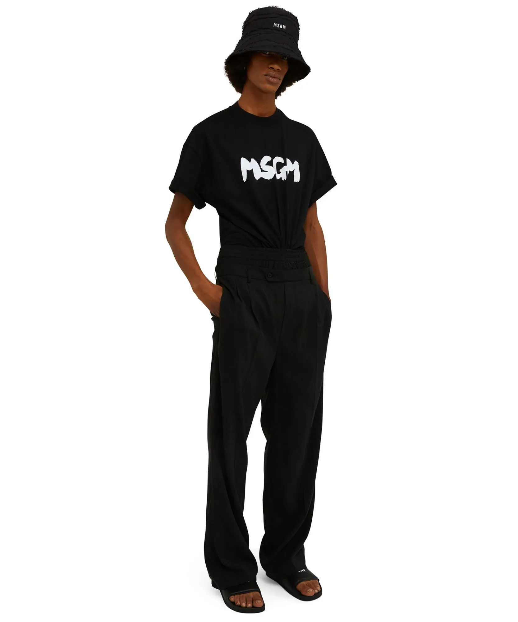 T-Shirt Girocollo In Cotone Con Nuovo Logo Pennellato^MSGM Cheap
