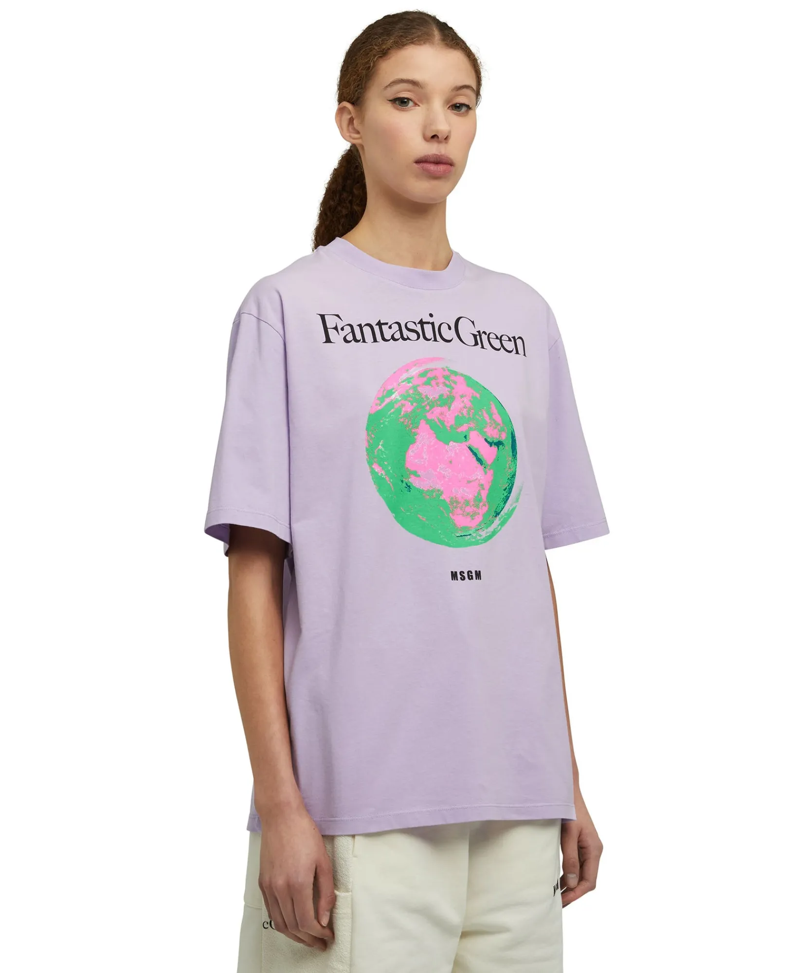 T-Shirt Girocollo In Cotone Organico Della Capsule Fantastic Green^MSGM Flash Sale