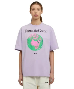 T-Shirt Girocollo In Cotone Organico Della Capsule Fantastic Green^MSGM Flash Sale