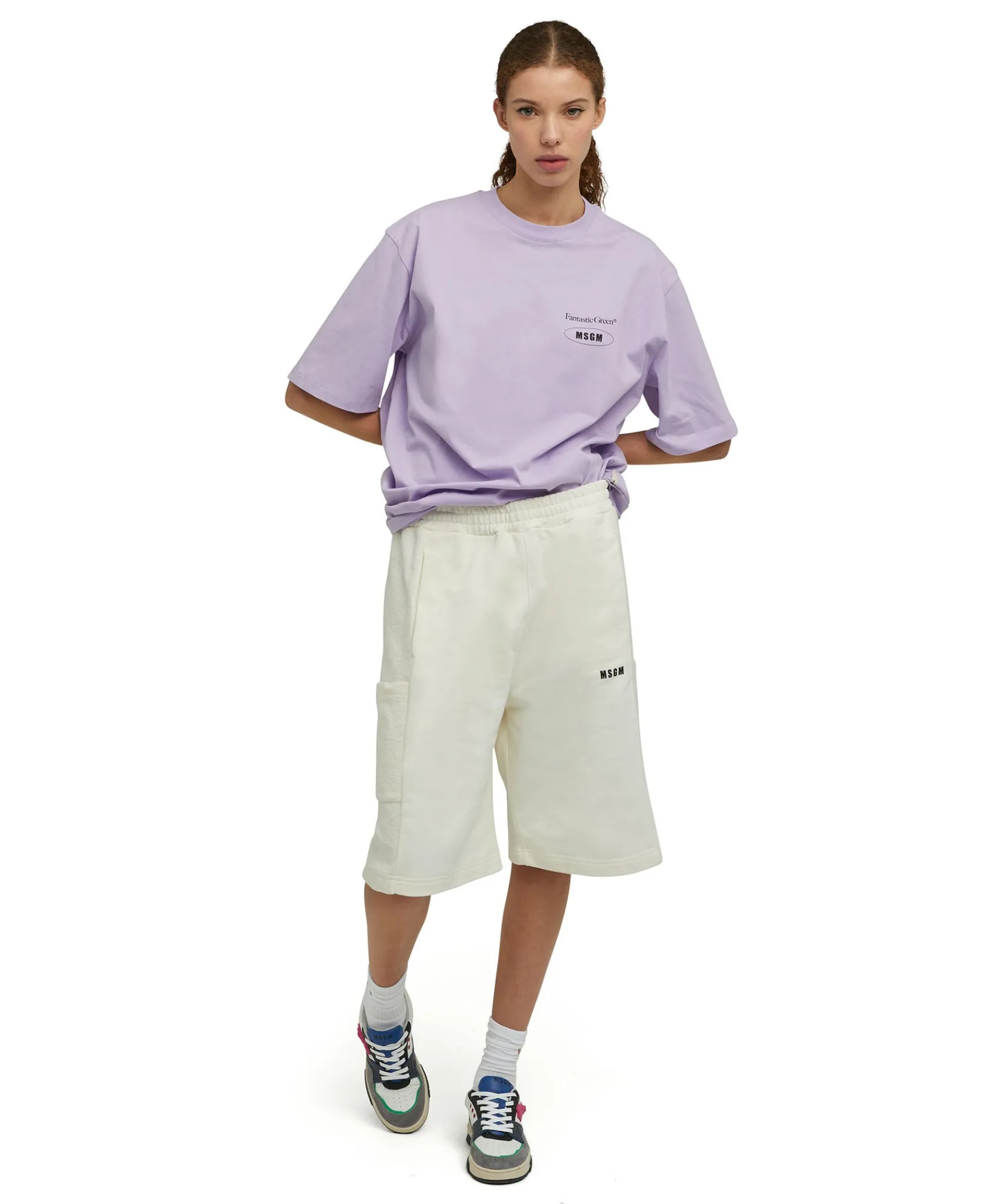 T-Shirt Girocollo In Cotone Organico Della Capsule Fantastic Green^MSGM Fashion